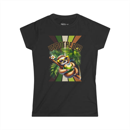 Unbothered Sloth Women's Softstyle Tee, Fun T-Shirt, Casual Wear, Vacation Outfit, Gift for Animal Lovers, Summer Top