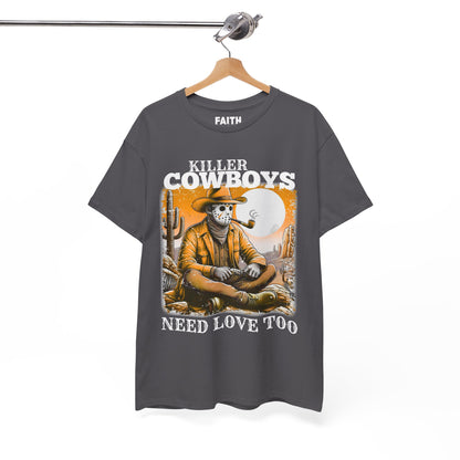 Killer Cowboys Graphic Tee, Unisex Heavy Cotton T-Shirt for Casual Wear, Cowboy Lover Gift, Western Occasion Apparel