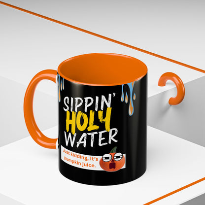 Sippin' Holy Water Coffee Mug, Funny Pumpkin Juice Mug, Halloween Coffee Cup, Unique Gift for Fall, Cute Office Mug, Quirky Kitchenware
