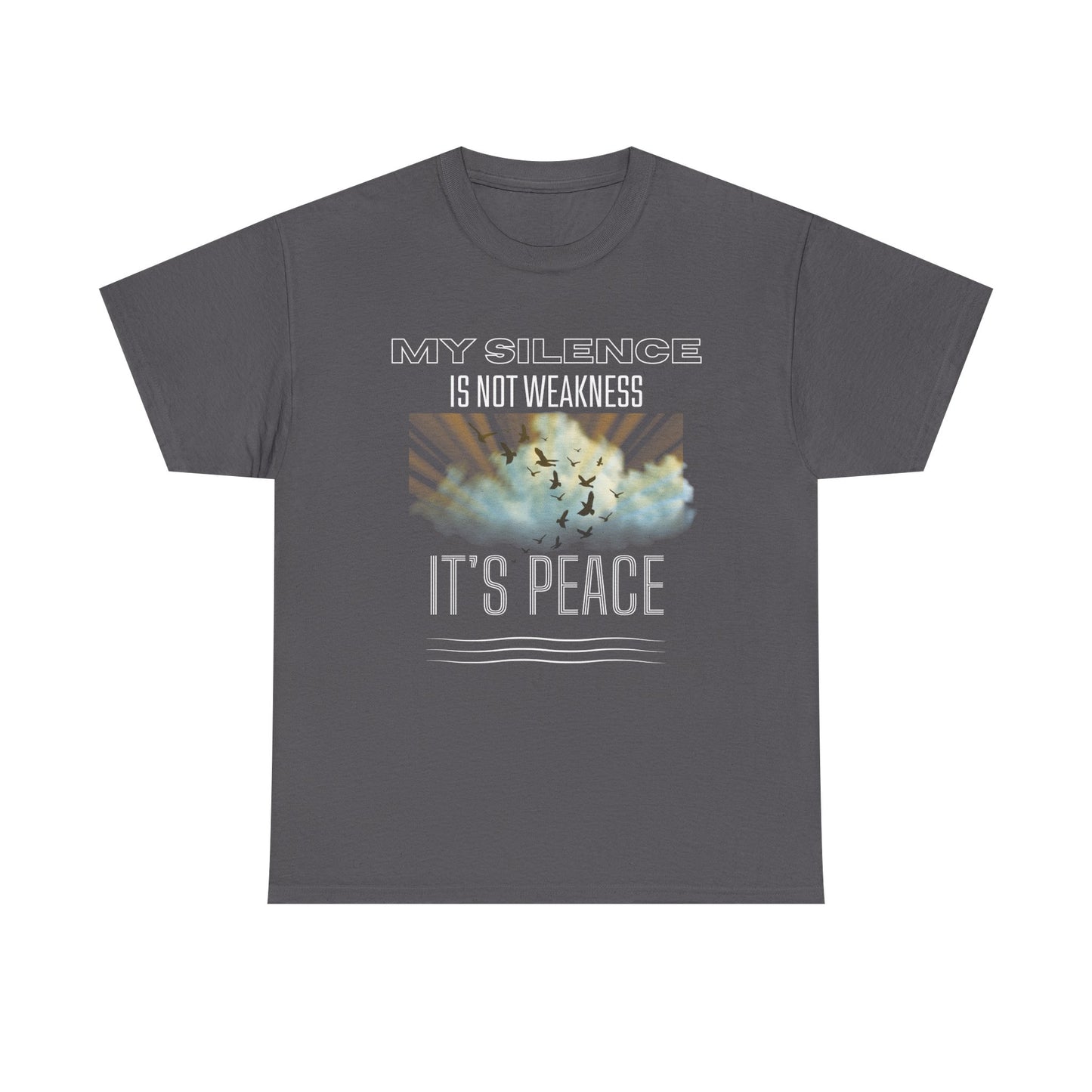 Male Heavy Cotton Tee - "My Silence is Not Weakness, It's Peace" - Inspirational Gift for Mindfulness, Self-Care, and Peace Lovers, [...]