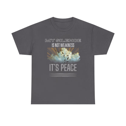 Male Heavy Cotton Tee - "My Silence is Not Weakness, It's Peace" - Inspirational Gift for Mindfulness, Self-Care, and Peace Lovers, [...]