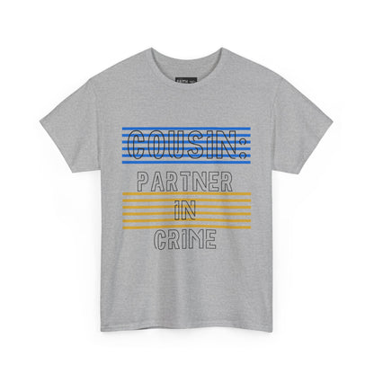 Cousins Partner in Crime Tee | Unisex Heavy Cotton T-Shirt for Family Gatherings, Cousin's Day, Gift for Cousins, Comfortable Casual Wear