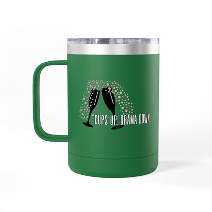 Celebratory Coffee Mug Tumbler, Cheers Gift for Friends, 15oz Drinkware for Parties, Birthdays, Wedding, Fun Gatherings