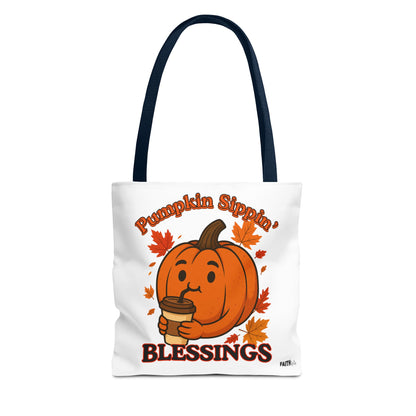 FaithStyles Autumn Pumpkin Blessings Tote Bag | Fall Bag, Cute Tote, Gift for Her, Thanksgiving, Coffee Lovers, Halloween Decor
