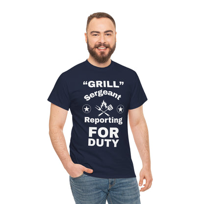 Grill Sergeant Tee - Perfect for BBQs, Father's Day Gift, Unisex Cotton T-Shirt, Outdoor Parties, Cooking Enthusiasts