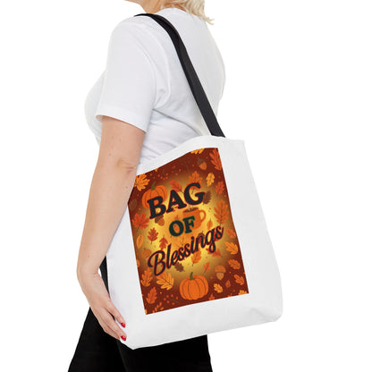 Autumn Blessings Tote Bag, Fall Tote for Shopping, Thanksgiving Gift Bag, Seasonal Carrier, Eco-Friendly Reusable Tote