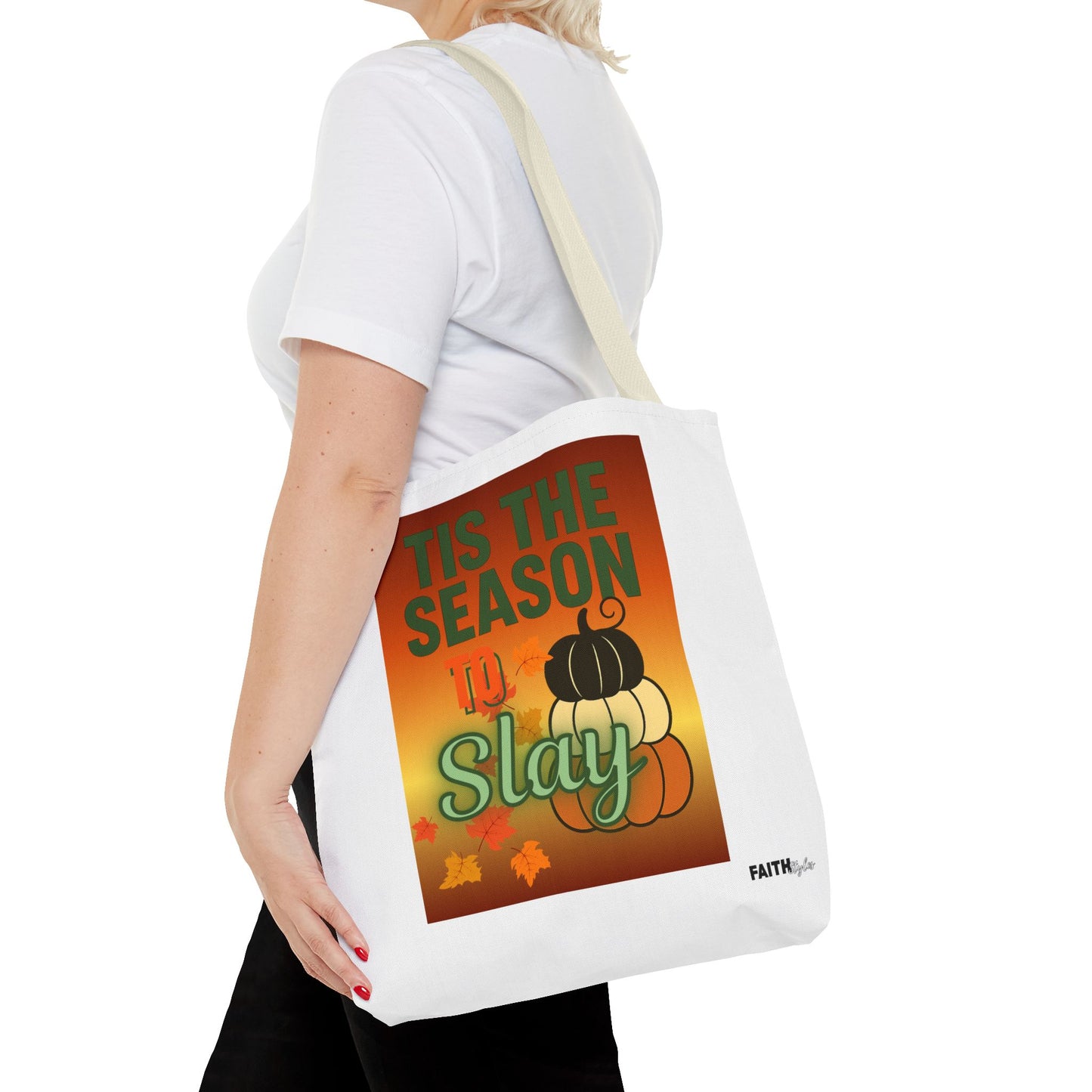 FaithStyles Seasonal Tote Bag: 'Tis the Season to Slay | Fall Shopping Bag, Halloween Tote, Autumn Handbag, Gift Bag, Eco-Friendly Tote