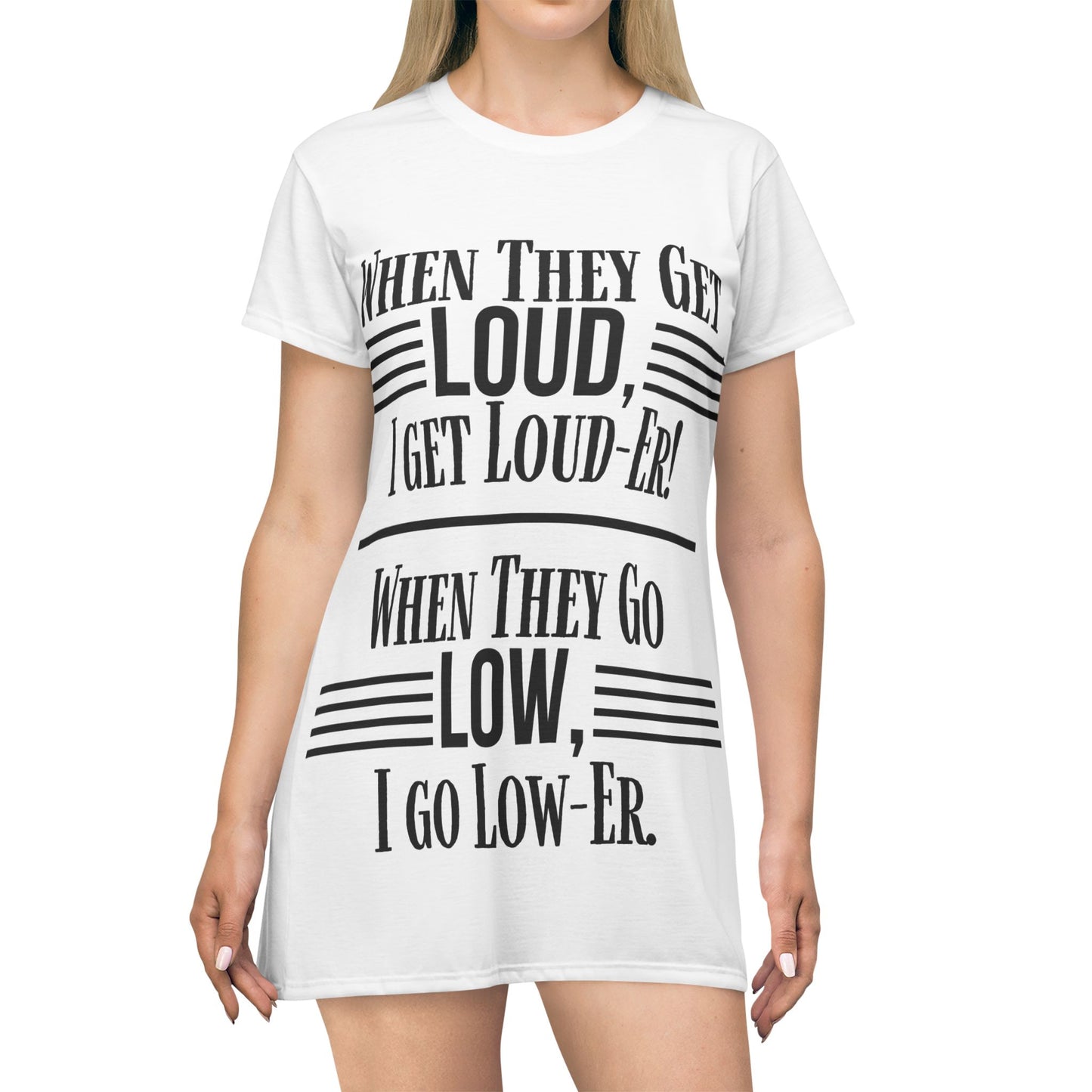 Women's Bold Statement T-Shirt Dress for Fun Outings, Casual Wear, Music Festivals, Gifts, Everyday Comfort