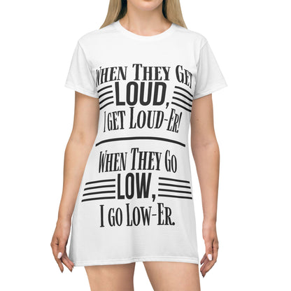 Women's Bold Statement T-Shirt Dress for Fun Outings, Casual Wear, Music Festivals, Gifts, Everyday Comfort