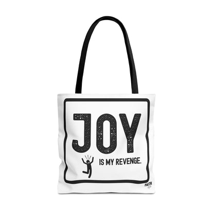 FaithStyles Joy Is My Revenge Tote Bag — Inspirational Graphic Canvas Tote