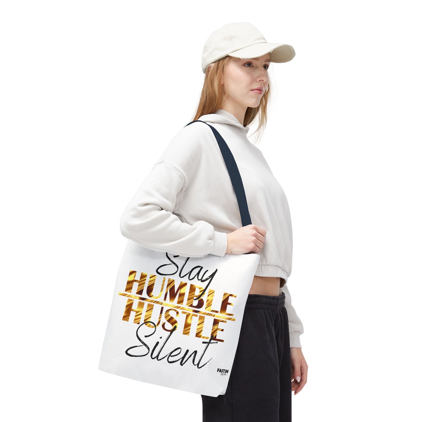 FaithStyles Stay Humble Hustle Silent Tote Bag — Motivational Leopard Print Canvas Tote