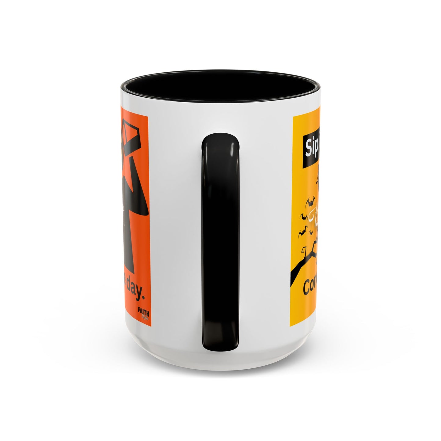FaithStyles Halloween-Themed Coffee Mug, Sip It Believe It Conquer the Day, Fall Decor, Gift for Pumpkin Lovers, Autumn Kitchenware