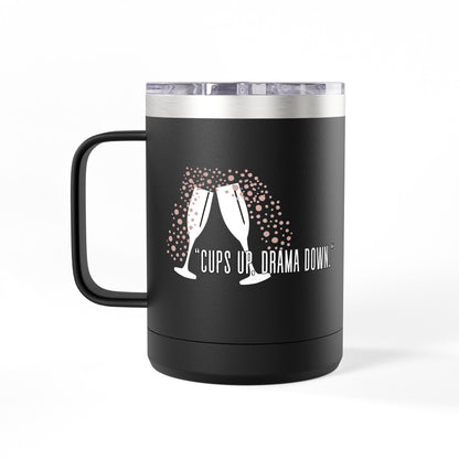 Celebratory Coffee Mug Tumbler, Cheers Gift for Friends, 15oz Drinkware for Parties, Birthdays, Wedding, Fun Gatherings