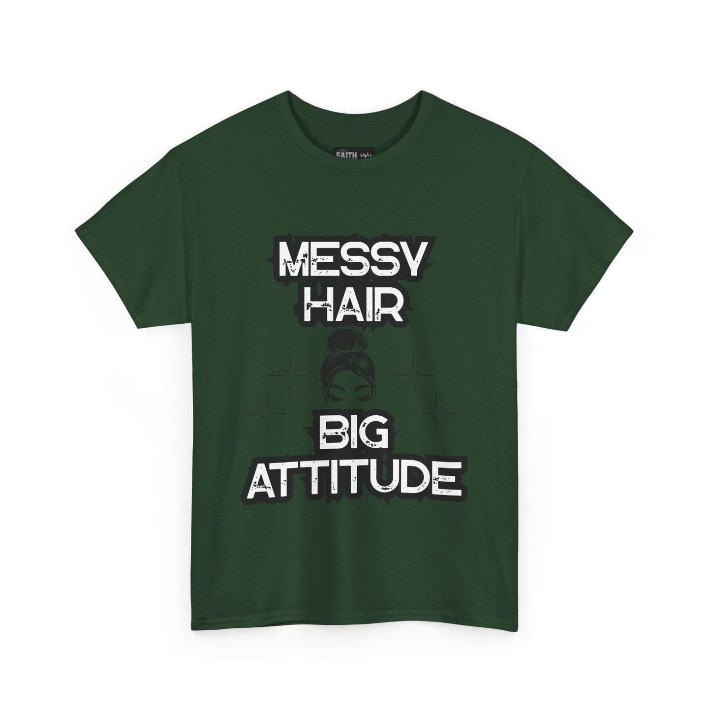 Messy Hair Big Attitude Tee | Stylish Graphic T-Shirt for Casual Wear, Gifts, Everyday Fashion, Relaxed Fit Tee