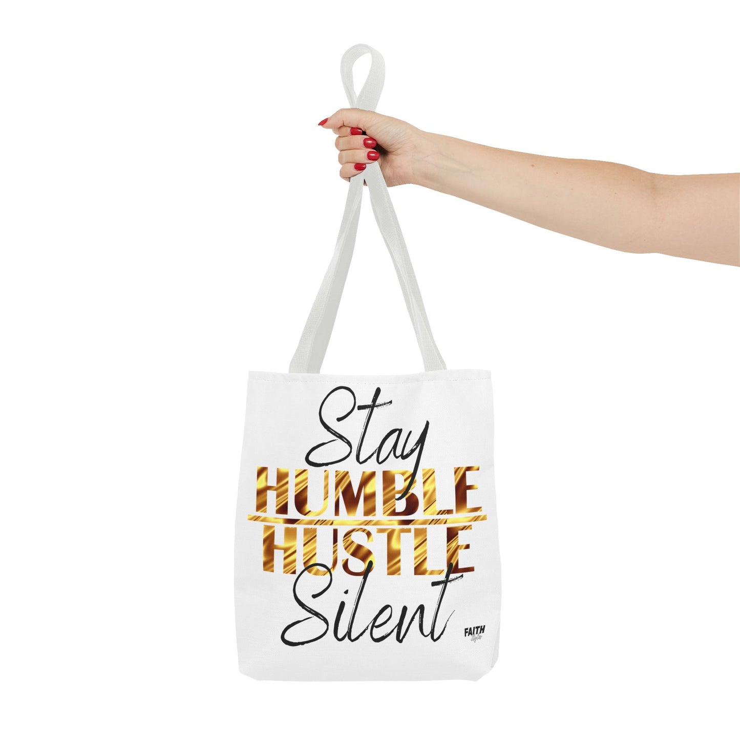 FaithStyles Stay Humble Hustle Silent Tote Bag — Motivational Leopard Print Canvas Tote