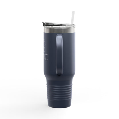 FaithStyles “Trap. Nap. Repeat.” Insulated Travel Tumbler – Stainless Steel Mug with Straw