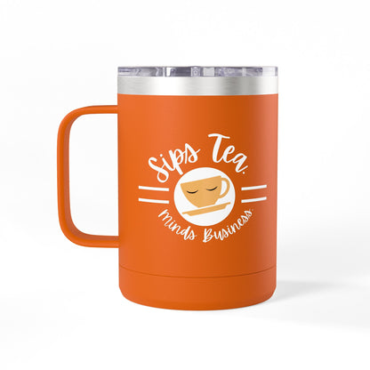 Coffee Lover's Tumbler with Sips Tea Design, Insulated Mug for Home, Travel, Gift for Coffee & Tea Lovers, Birthday, Office, Everyday Use