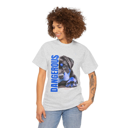 "'DANGEROUS" Cool Dog Lover Tee - Unisex Heavy Cotton T-Shirt
