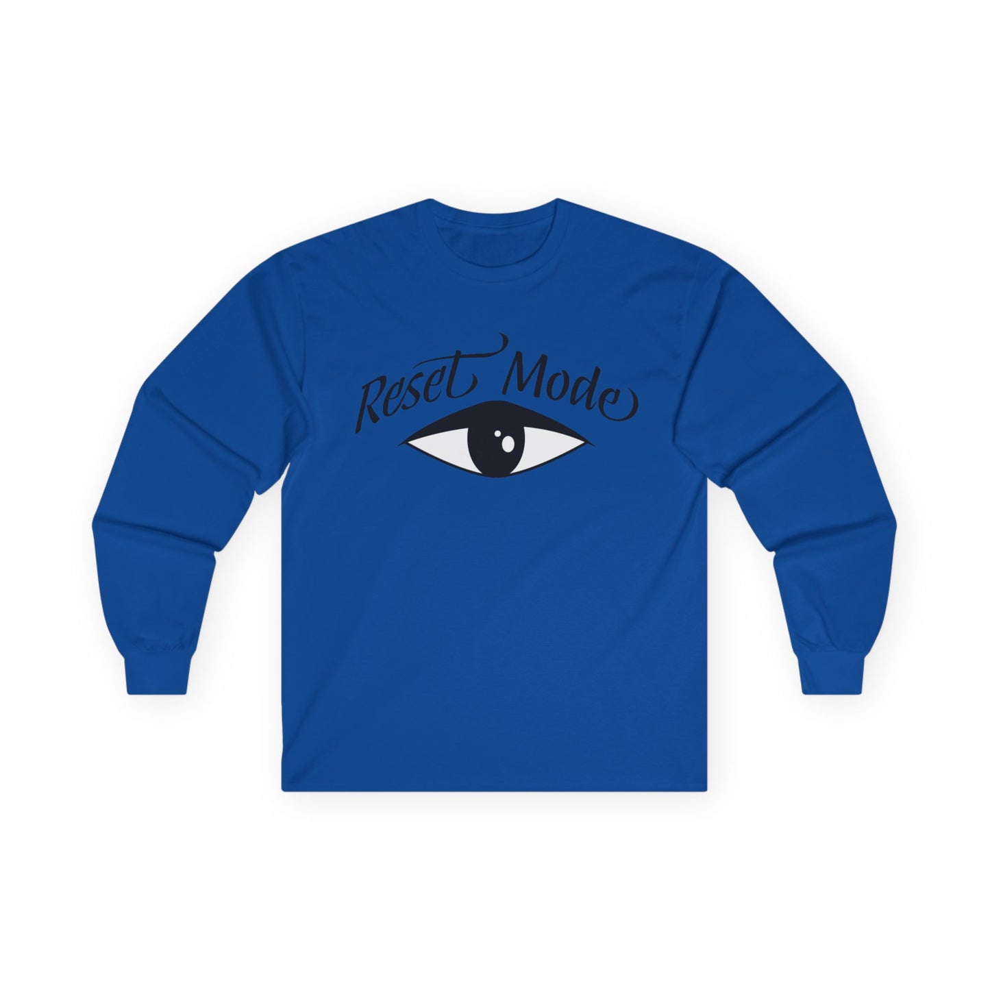 Reset Mode Long Sleeve Tee — Minimal Eye Graphic Spiritual Streetwear