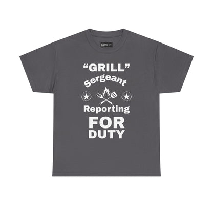 Grill Sergeant Tee - Perfect for BBQs, Father's Day Gift, Unisex Cotton T-Shirt, Outdoor Parties, Cooking Enthusiasts