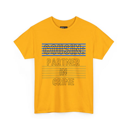 Cousins Partner in Crime Tee | Unisex Heavy Cotton T-Shirt for Family Gatherings, Cousin's Day, Gift for Cousins, Comfortable Casual Wear
