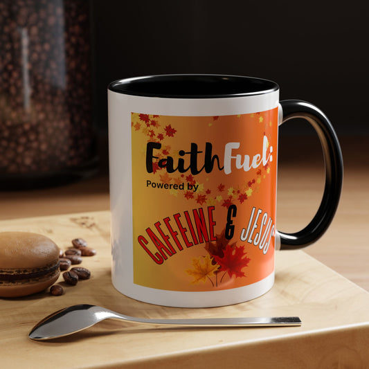 FaithFuel Caffeine & Jesus Mug - Fall Coffee Cup, Inspirational Gift, Autumn Decor, Home Office Supplies, Religious Mug
