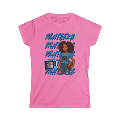 Panthers Cheer Women's Softstyle Tee, Cute Graphic Tee for Football Fans, Sportswear for Game Days and Events, Gift for Cheerleaders