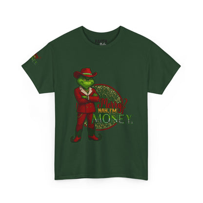 Grinch Inspired in Red Suit Tee — "Nah, I’m Money" Christmas Graphic T-Shirt