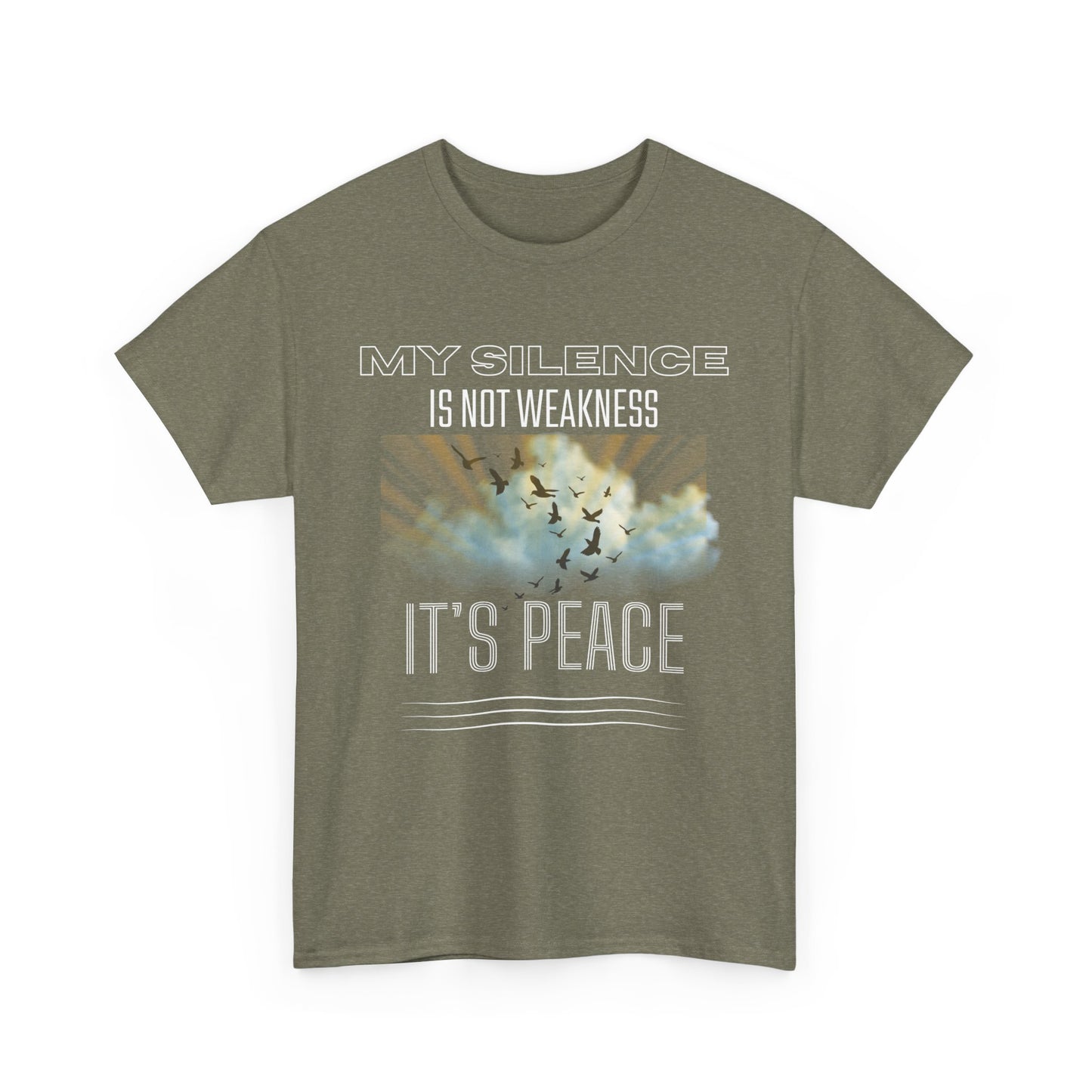 Male Heavy Cotton Tee - "My Silence is Not Weakness, It's Peace" - Inspirational Gift for Mindfulness, Self-Care, and Peace Lovers, [...]