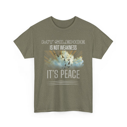 Male Heavy Cotton Tee - "My Silence is Not Weakness, It's Peace" - Inspirational Gift for Mindfulness, Self-Care, and Peace Lovers, [...]