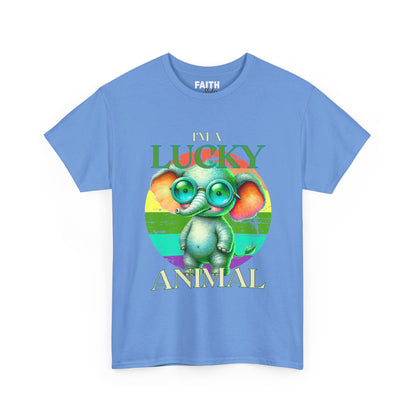 Lucky Animal Unisex Heavy Cotton Tee, Cute Gift for Animal Lovers, Casual Streetwear, St. Patrick's Day, Birthday Apparel