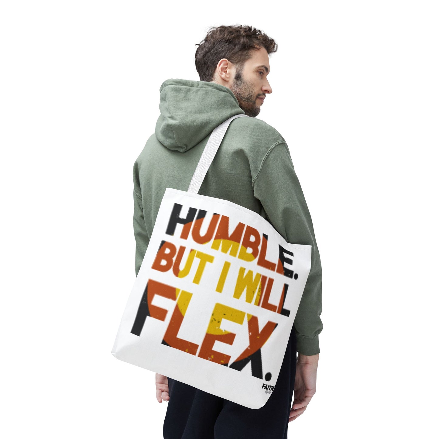 FaithStyles Tote Bag — “Humble But I Will Flex” Graphic Tote, Motivational Everyday Bag
