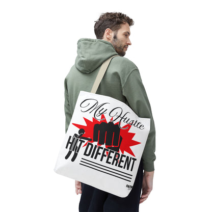 FaithStyles Motivational 'My Hustle, Hit Different' Graphic Tote Bag