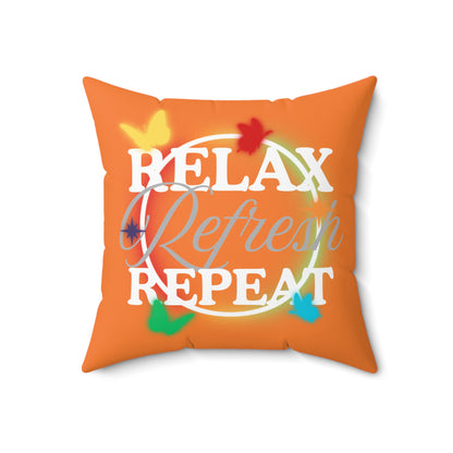 Relax Refresh Repeat Pillow, Motivational Home Decor, Throw Pillow, Gift for Wellness, Cozy Room Accent, Stress Relief