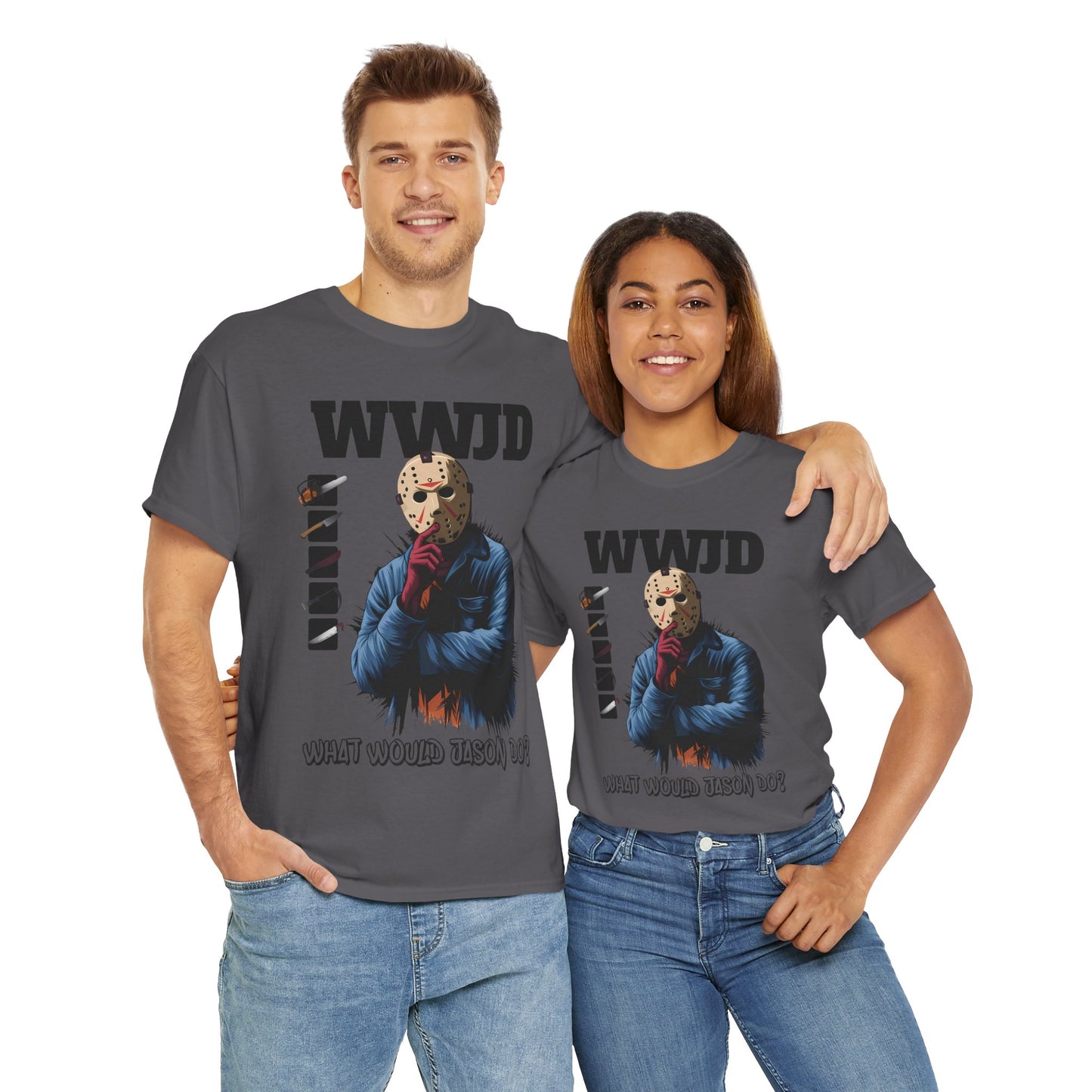 WWJD Unisex Heavy Cotton Tee, Graphic T-Shirt, Casual Wear, Gift for Him, Trendy Apparel, Statement Tee