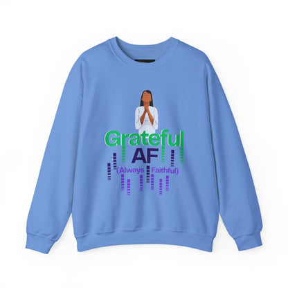 Women Grateful AF Crewneck Sweatshirt | Cozy Unisex Pullover for Thanksgiving, Gifts, and Everyday Wear