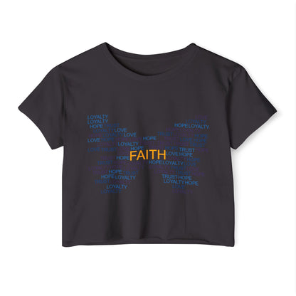 Women's Festival Crop Top with Faith Design, Boho Style Tee, Summer Festival Top, Inspirational Apparel, Gift for Her