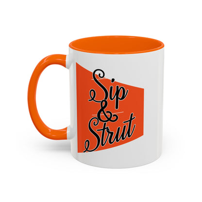 Accent Coffee Mug (11, 15oz) - Sip & Strut Design, Perfect Gift for Coffee Lovers, Home Office Decor, Unique Holiday Present, Ceramic [...]