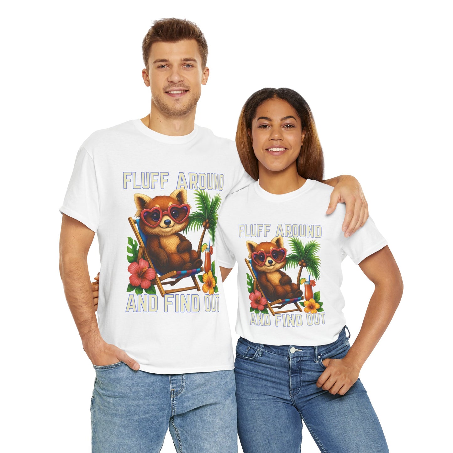 Tropical Cat Tee: Fluff Around and Find Out, Cute Graphic Shirt, Summer Outfit, Unisex Casual Wear, Gift for Animal Lovers