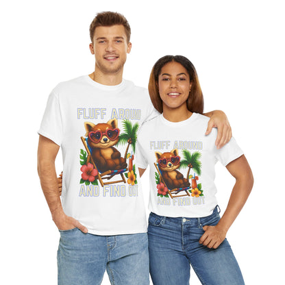 Tropical Cat Tee: Fluff Around and Find Out, Cute Graphic Shirt, Summer Outfit, Unisex Casual Wear, Gift for Animal Lovers
