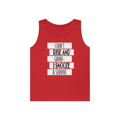 Heavy Cotton Tank Top with "I Don't Rise and Grind - I Snooze & Survive" Design - Relaxed Vibe, Perfect for Lazy Days, Gift for [...]