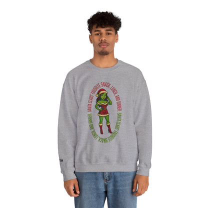 Holiday Goblin Girl Crewneck Sweatshirt — 'Favorite Snack' Christmas Sweatshirt