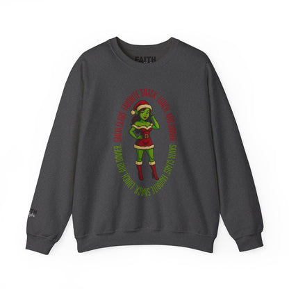 Holiday Goblin Girl Crewneck Sweatshirt — 'Favorite Snack' Christmas Sweatshirt