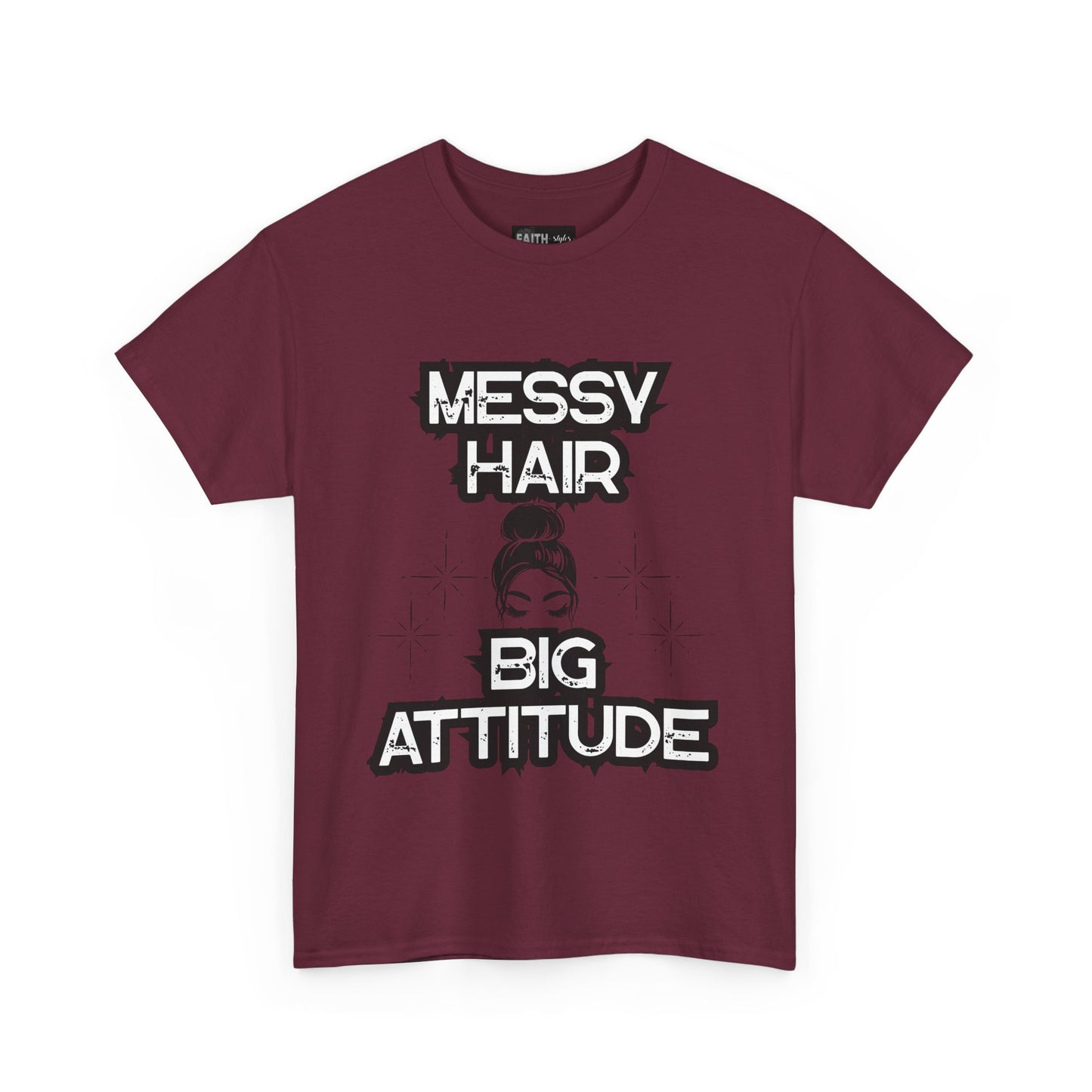 Messy Hair Big Attitude Tee | Stylish Graphic T-Shirt for Casual Wear, Gifts, Everyday Fashion, Relaxed Fit Tee