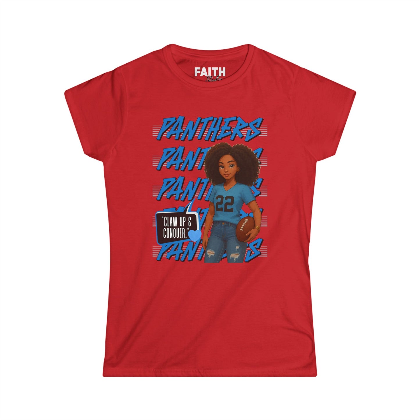 Panthers Cheer Women's Softstyle Tee, Cute Graphic Tee for Football Fans, Sportswear for Game Days and Events, Gift for Cheerleaders