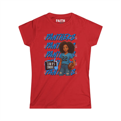 Panthers Cheer Women's Softstyle Tee, Cute Graphic Tee for Football Fans, Sportswear for Game Days and Events, Gift for Cheerleaders