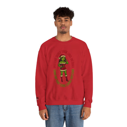 Holiday Goblin Girl Crewneck Sweatshirt — 'Favorite Snack' Christmas Sweatshirt