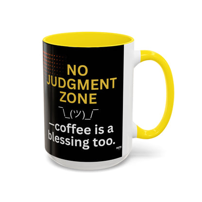 FaithStyles No Judgment Zone Coffee Mug, Funny Gift for Coffee Lovers, Unique Java Cup, Perfect for Birthdays, Inspirational Drinkware