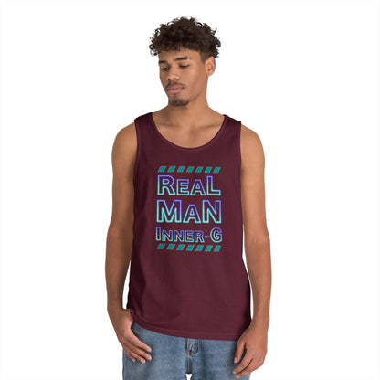 Real Man Inner G Unisex Heavy Cotton Tank Top, Motivational Gym Wear, Summer Fashion, Casual Outift, Gift for Him, Inspirational Tank