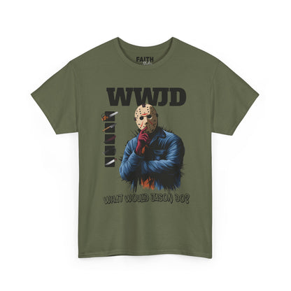 WWJD Unisex Heavy Cotton Tee, Graphic T-Shirt, Casual Wear, Gift for Him, Trendy Apparel, Statement Tee